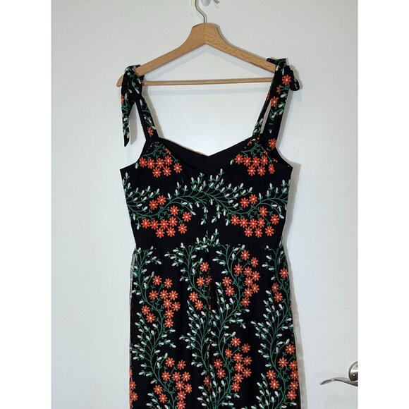 Dress the Population Wren Midi Dress Floral Embroidered - Black Multi Large Wome - Picture 9 of 13